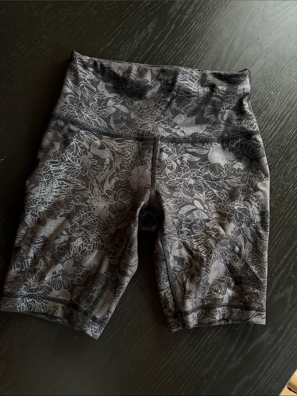 lululemon athletica Black Floral-Print High-Rise Bike Shorts
